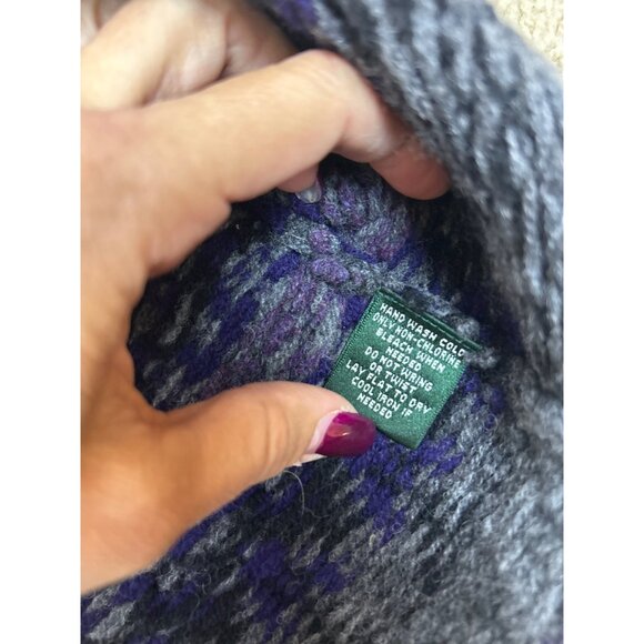 Lauren Ralph Lauren Women's XL 100% Lambswool Vest Aztec Nordic Purple Gray - Picture 4 of 8